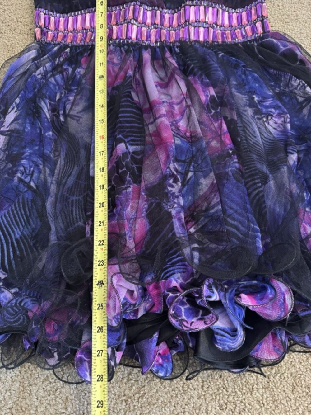 BLUSH PROM Beaded Black Purple Floral Cocktail Dress Party Holiday HOCO LARGE - Picture 9 of 10